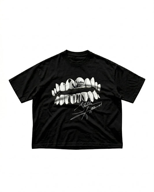 Black Chrome Edge Box Crop Tee