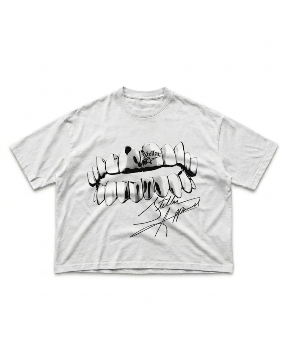 White Chrome Edge Box Crop Tee
