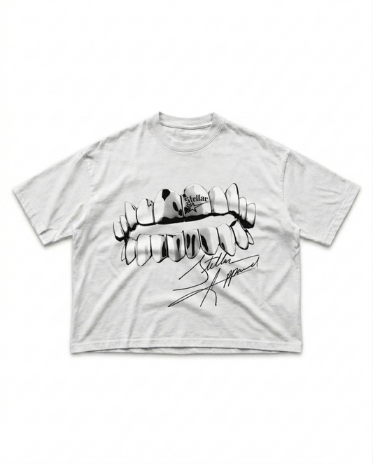 White Chrome Edge Box Crop Tee